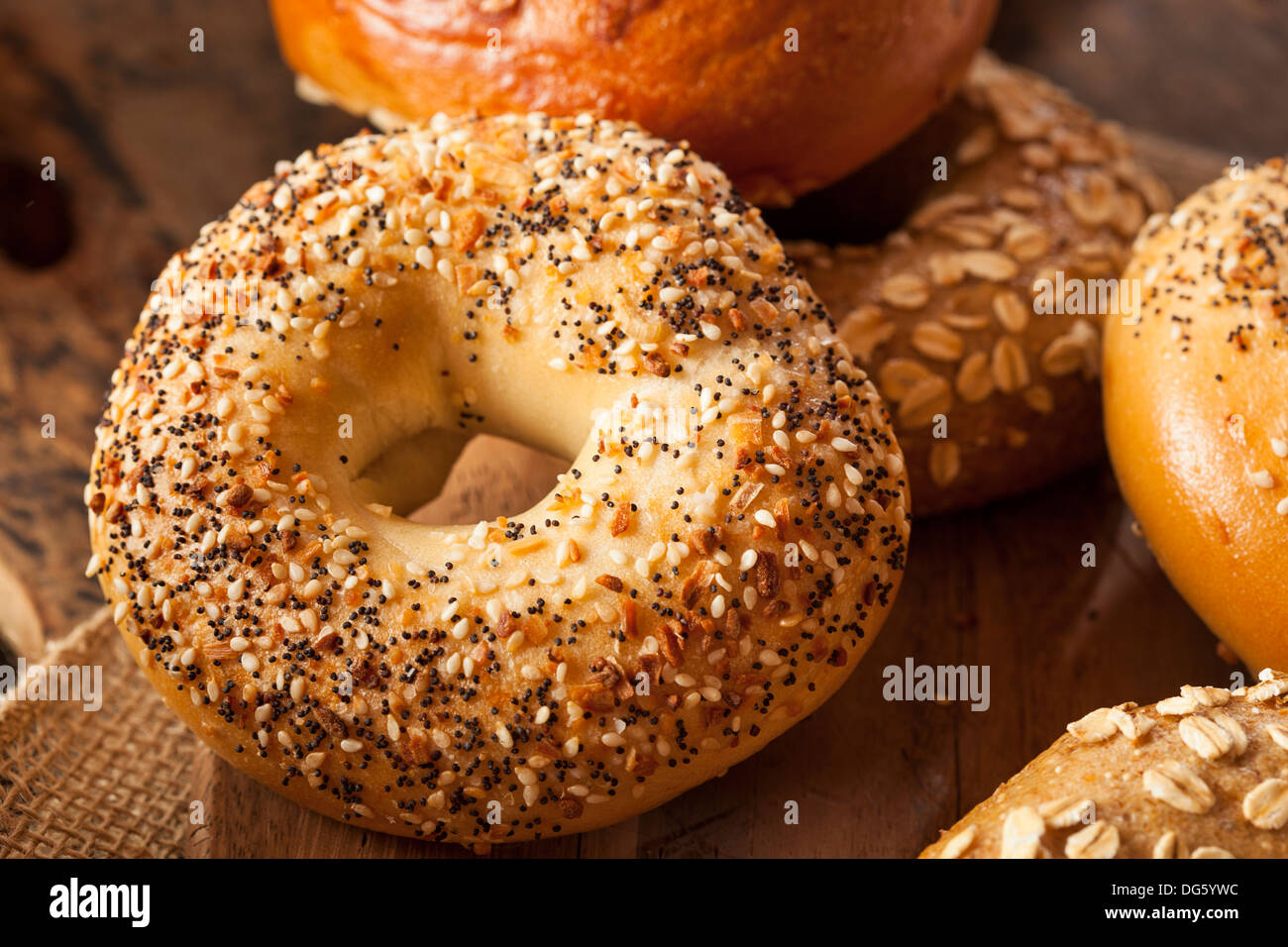 Healthy Organic Whole Grain Bagel for Breakfast Stock Photo