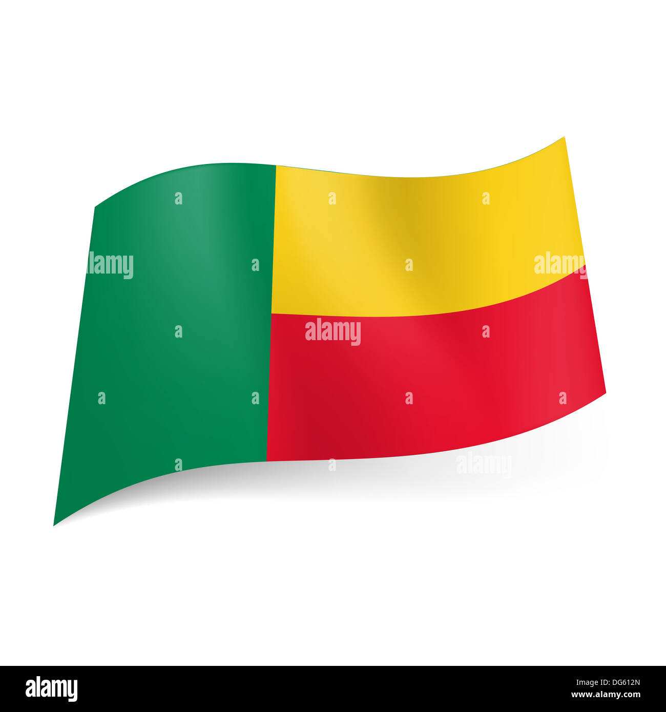 National flag of Benin green vertical, yellow and red horizontal stripes Stock Photo Alamy
