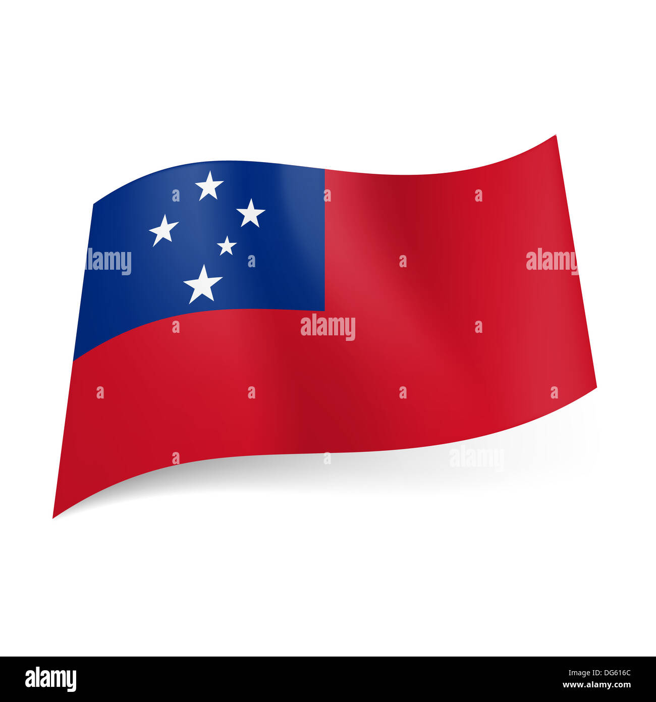 National flag of Samoa: red background blue square in upper left corner with five white stars Stock Photo - Alamy
