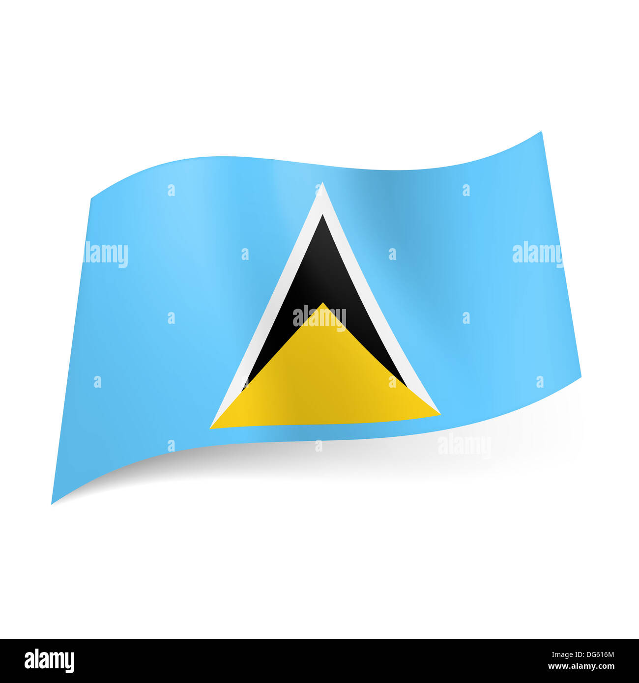 National flag of Saint Lucia white, black and yellow triangles in one