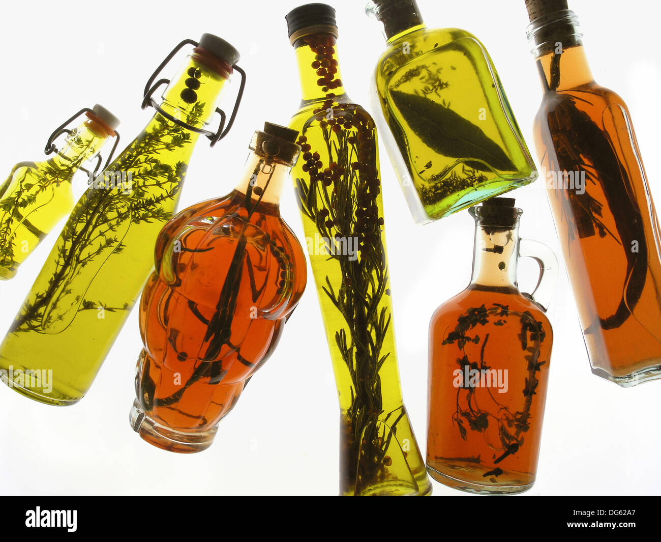 Oil olive and vinegars with aromatic herbs Stock Photo Alamy
