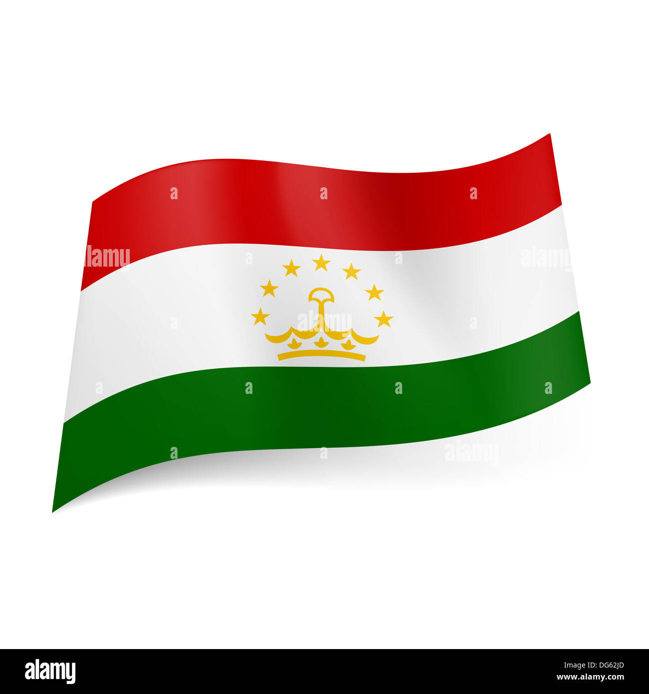 National flag of Tajikistan: red, white and green horizontal stripes