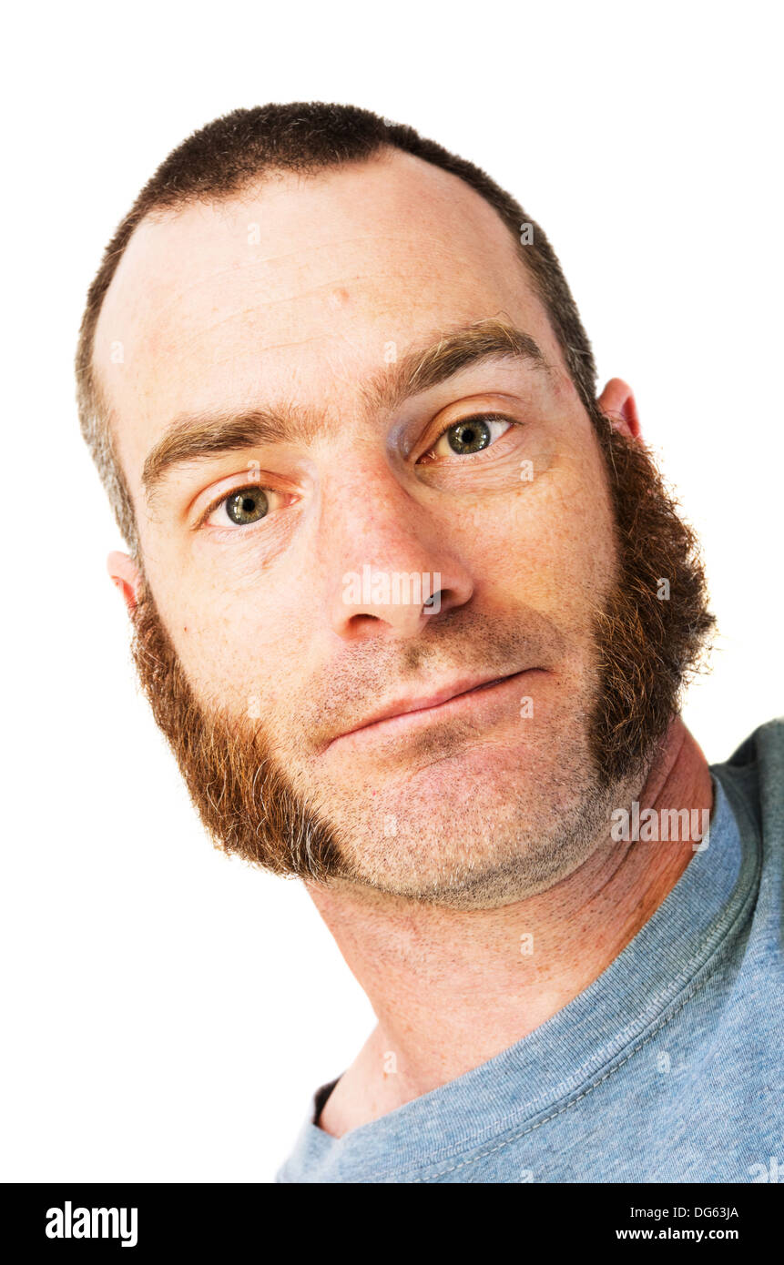 man with mutton chops sideburns and short hair Stock Photo