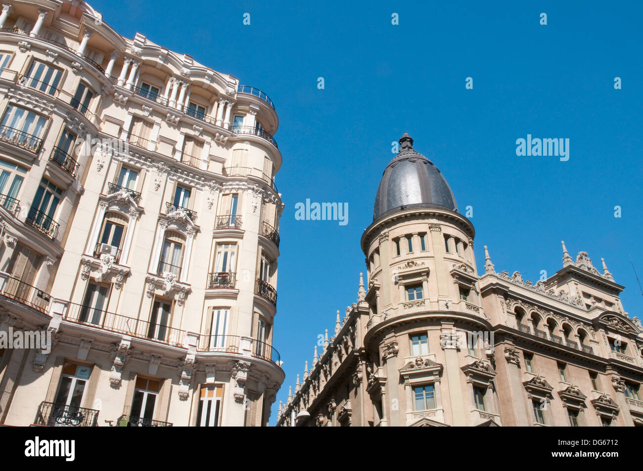 Buildings in Gran Via street. Madrid, Spain Stock Photo Alamy