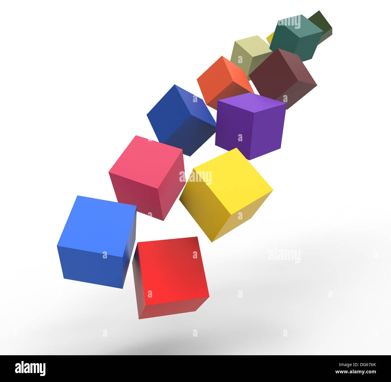 Blocks Falling Showing Action Ideas And Solutions Stock Photo Alamy