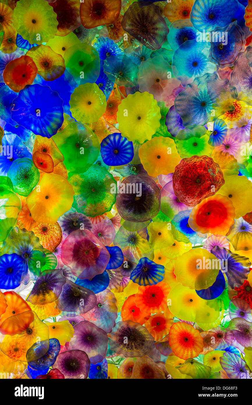 Ceiling Designed As Highlighted Colored Flowers Stock Photo