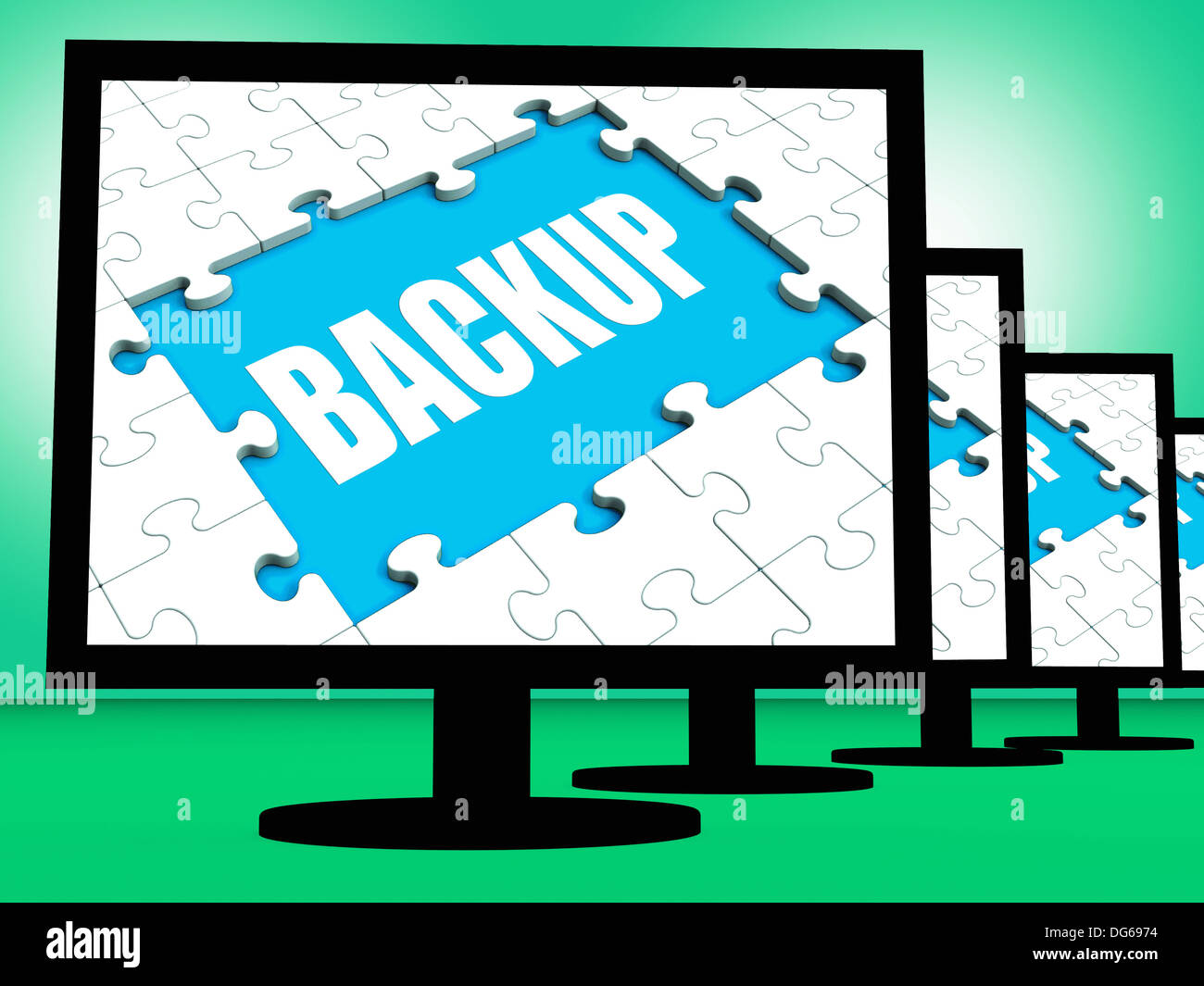 Backup Screen Showing Data Archiving Back Up And Storage Stock Photo
