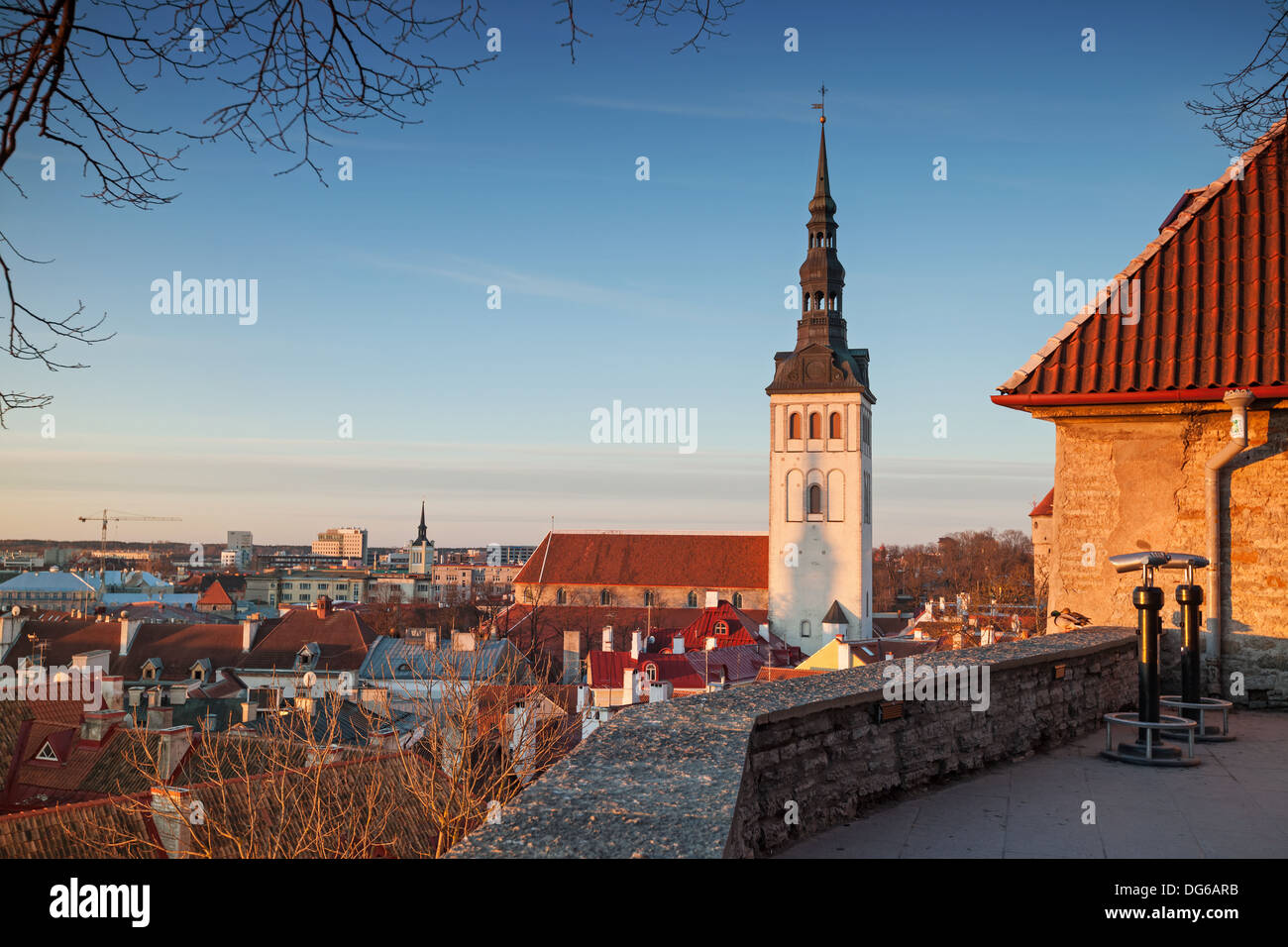 Early spring morning on popular viewpoint in old town of Tallinn, Estonia Stock Photo