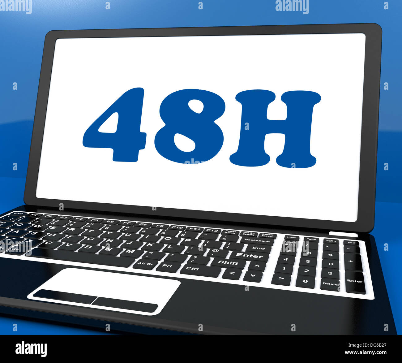 Forty Eight Hour Laptop Showing 48h Service Or Delivery Stock Photo