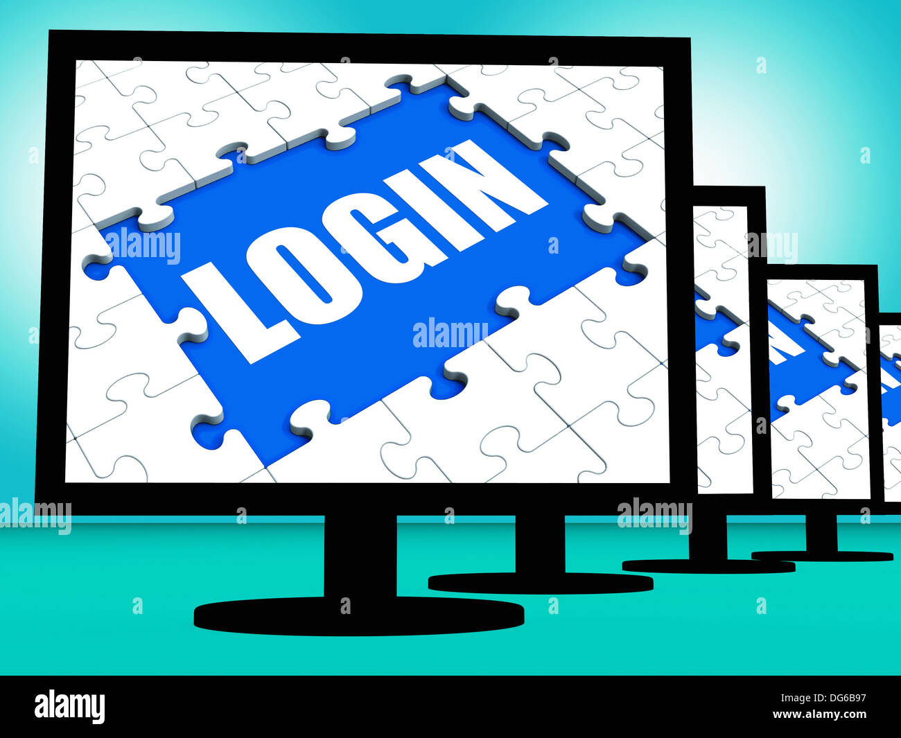 Login Monitors Showing Web Internet Log In Security Stock Photo - Alamy