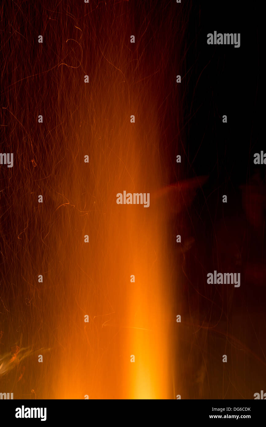 Fire flames background at night Stock Photo