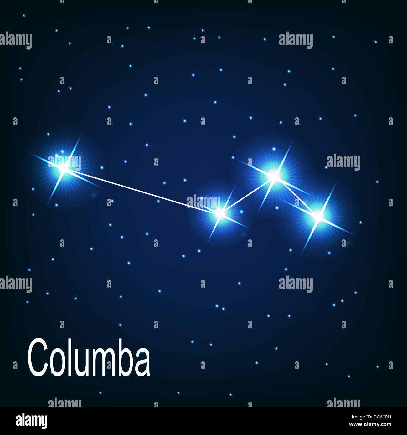 The constellation 'Columba' star in the night sky. Vector illust Stock Photo