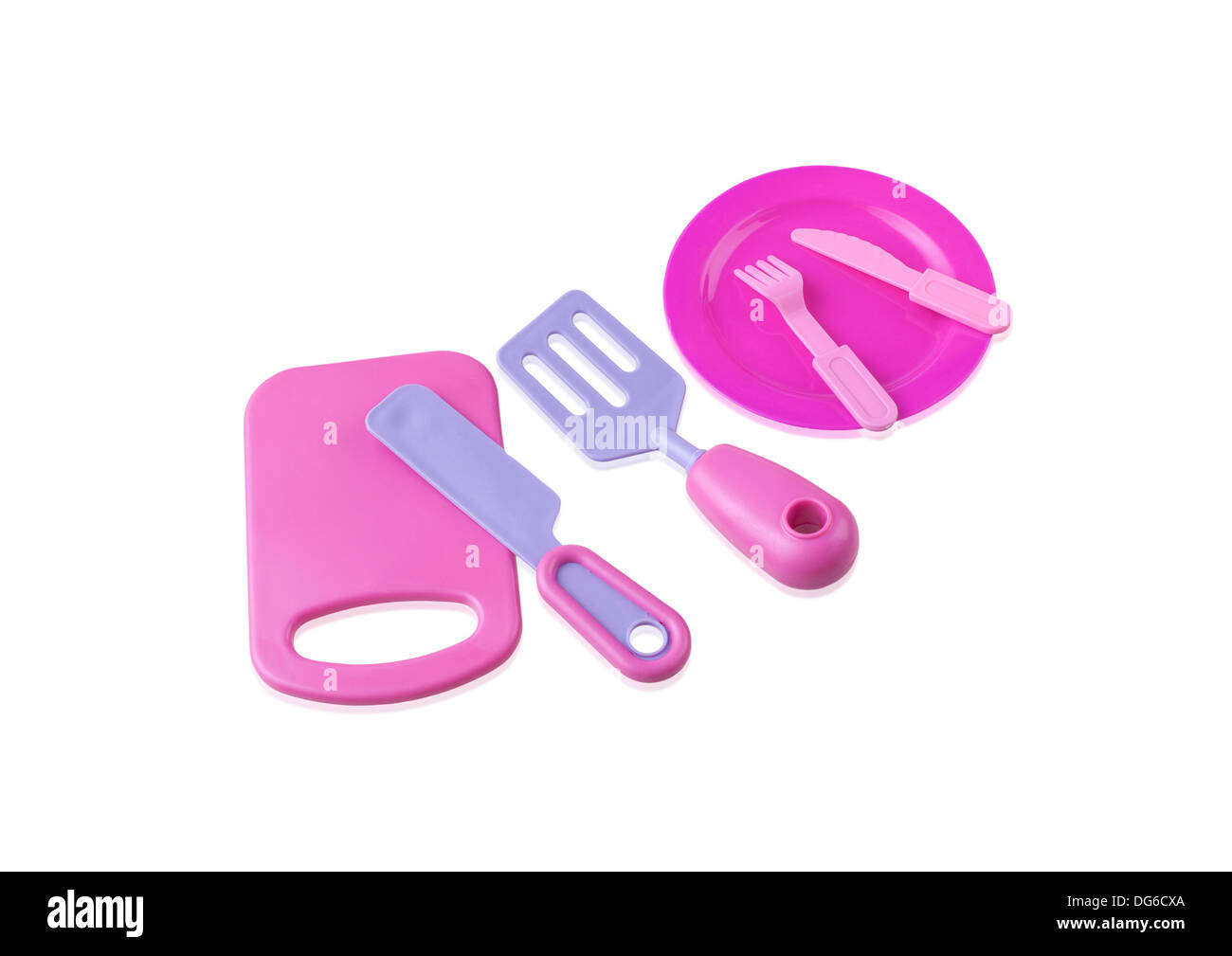 Toy kitchenware isolated on white background Stock Photo