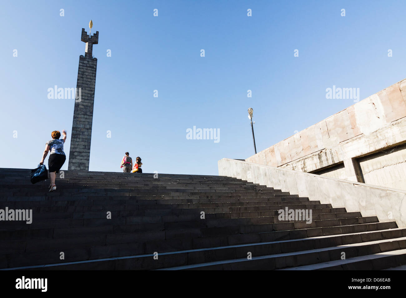 Monument to Soviet victory in WWII at the top of the Cascade steps. Yerevan, Armenia Stock Photo