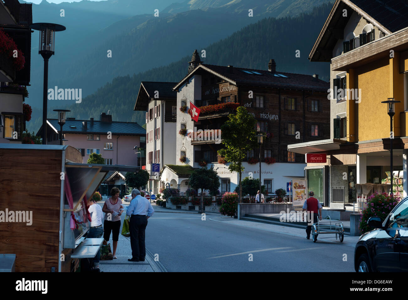 The main shopping street of Klosters Switzerland Stock Photo
