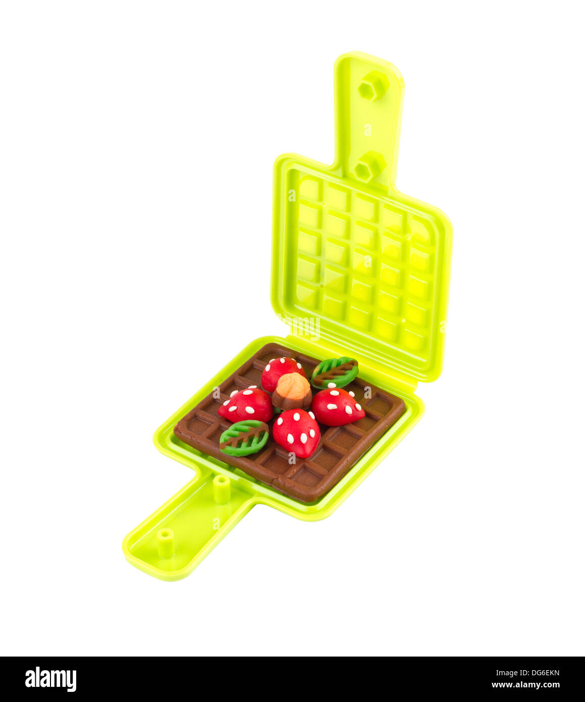 Waffle plasticine in waffle mold toy isolated on white background Stock Photo