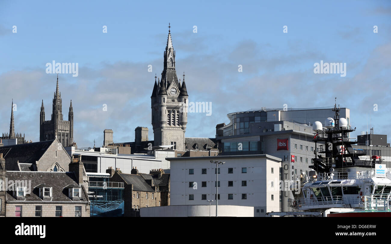 The harbour of Aberdeen city centre Scotland, UK Stock Photo