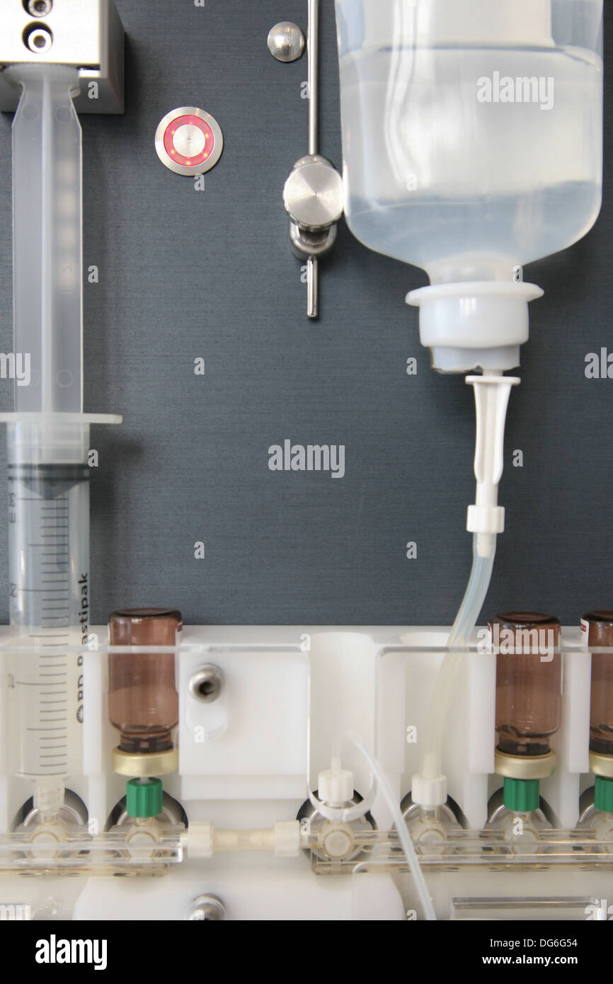 Syringes closeup and medical equipment in a laboratory at the