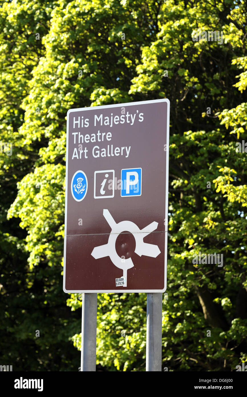 Sign for His Majesty' s Theatre and Art gallery in Aberdeen city centre Scotland, UK Stock Photo