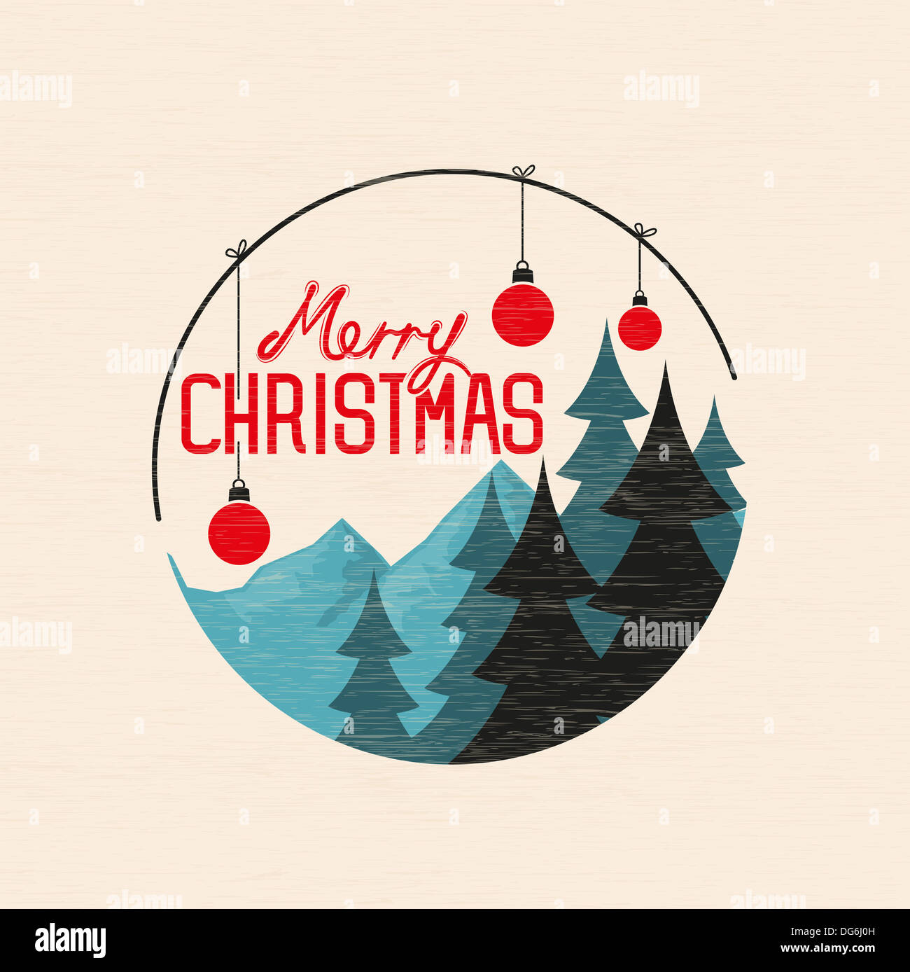 Merry Christmas Bauble with christmas tree's, Vector illustration Stock ...
