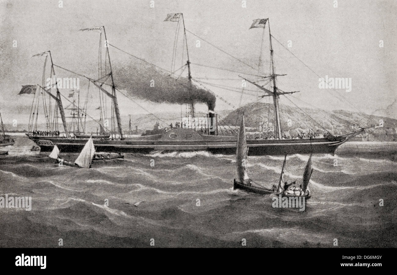 SS Great Western, an oak-hulled paddle-wheel steamship, the first to be purpose-built for crossing the Atlantic. Stock Photo