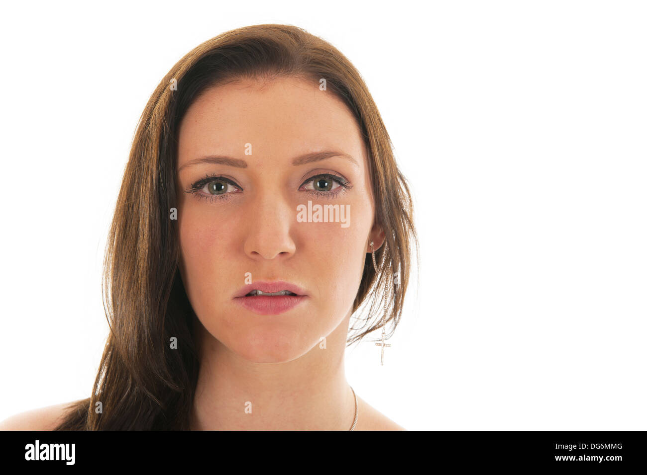 Portrait attractive girl isolated over white background Stock Photo - Alamy