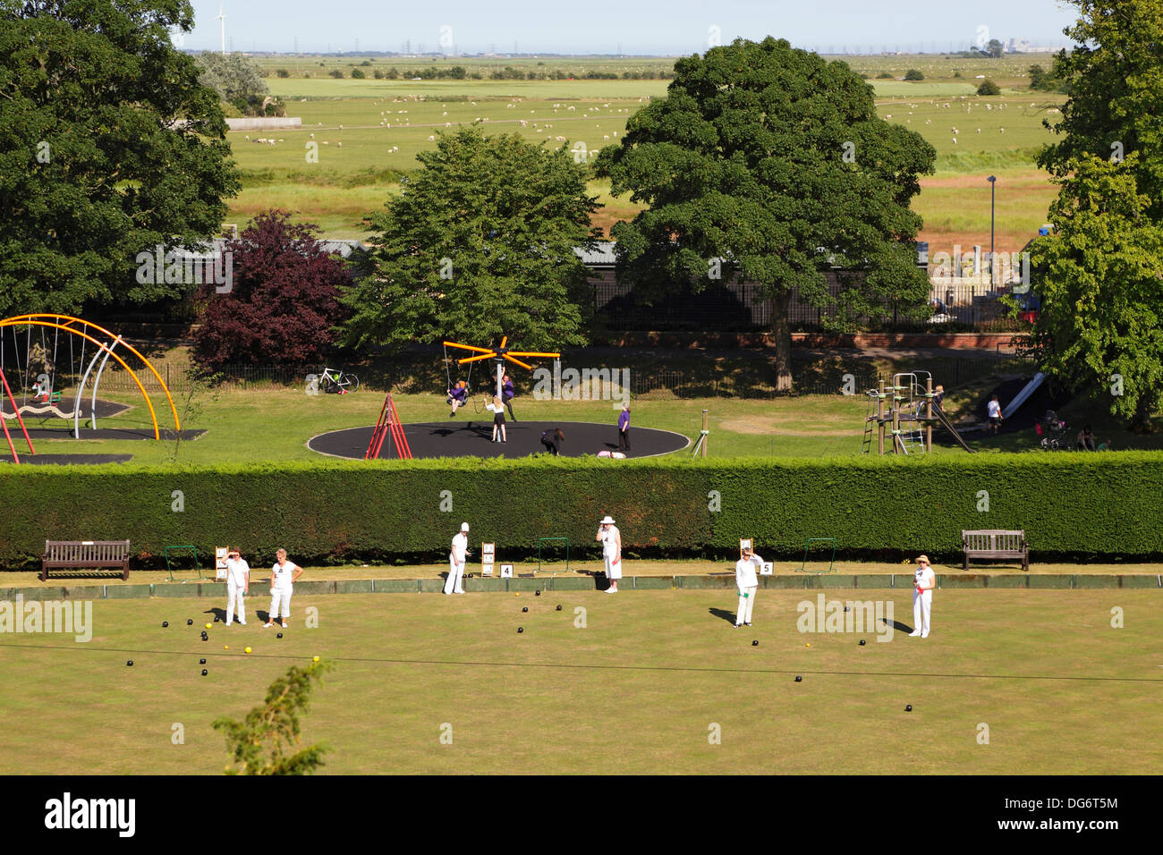 The bowling green at Rye, East Sussex, England, UK Stock Photo