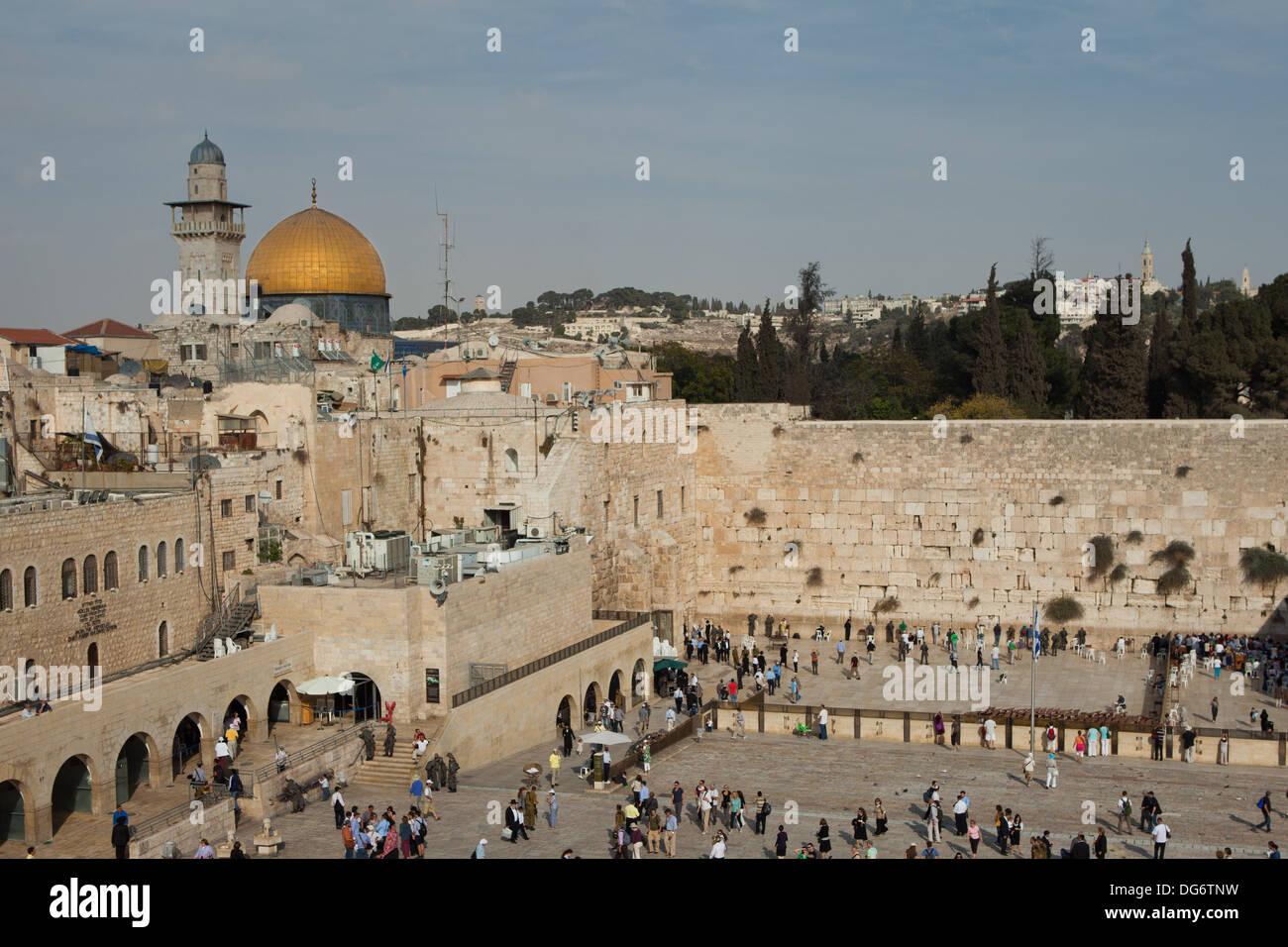 wailing wall and golden dome Jerusalem Israel Stock Photo