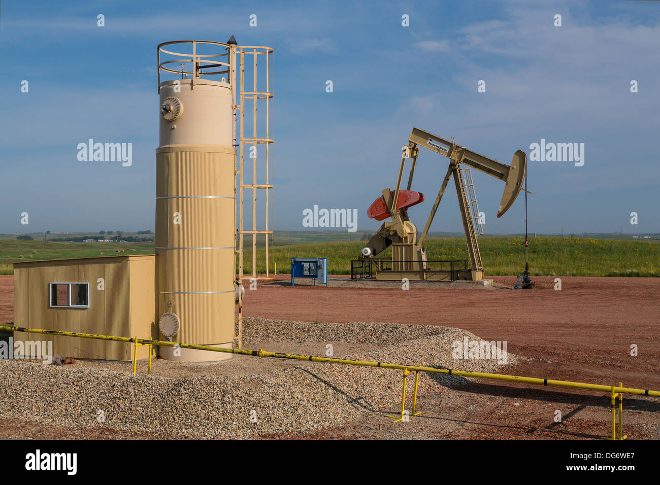 An oil pumper in the Bakken play oil fields near Williston, North
