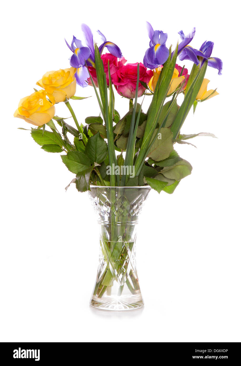 Bunch of flowers in a vase studio cutout Stock Photo
