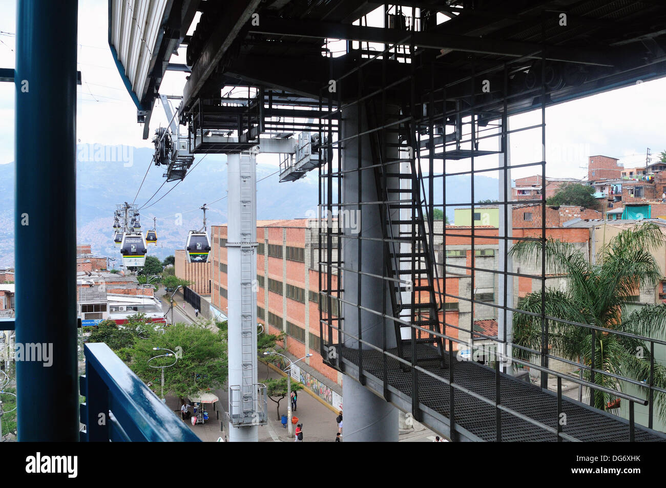 Metrocable Station - Santo Domingo district in MEDELLIN .Department of Antioquia. COLOMBIA Stock Photo