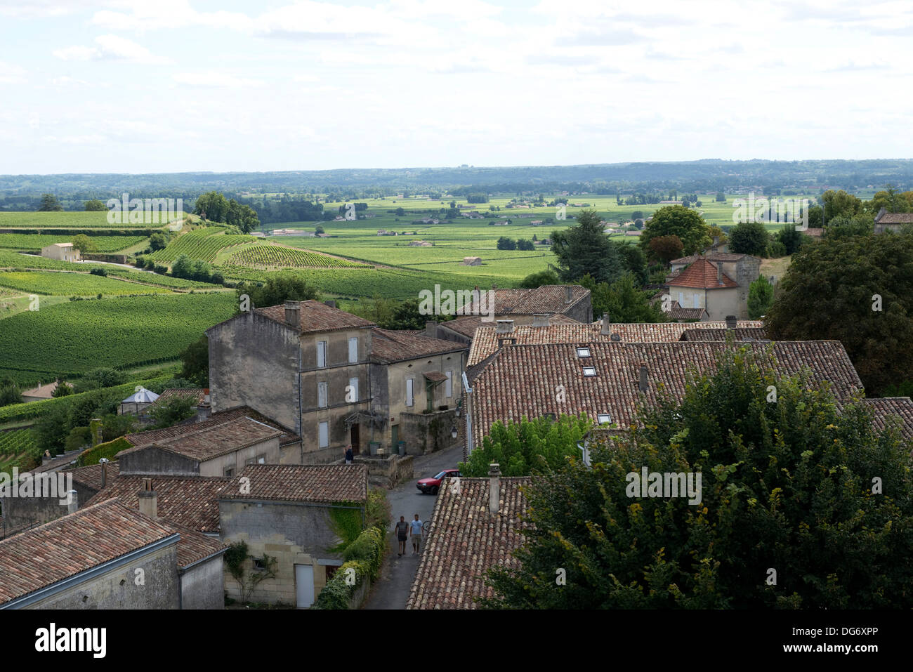 Saint Emilion and vineyards in the Bordeaux Region of France famous for its fine wines and vineyards, a World Heritage site Stock Photo