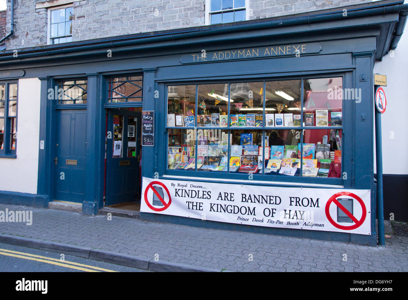 Hay-on Wye a small town in Powys Wales famous for its bookshops and Literary festival.  The Addyman Annexe Bookshop Stock Photo
