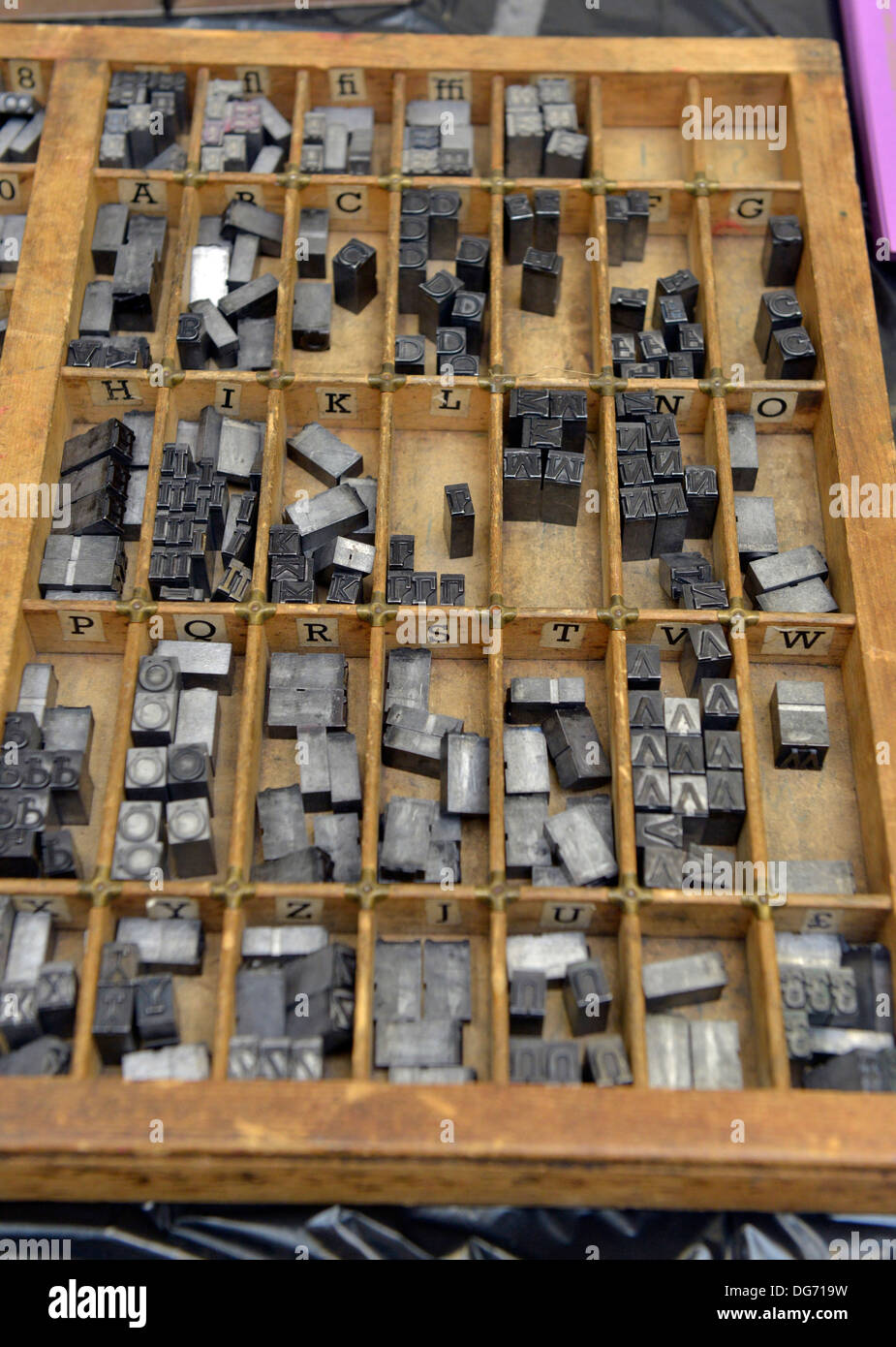 Old fashioned typesetting printing. Stock Photo