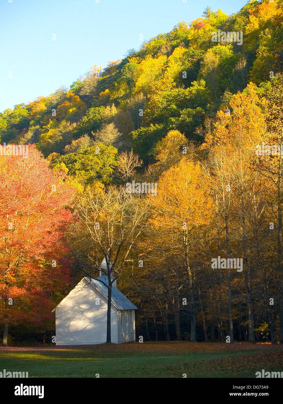 Palmer Chapel in the fall,Cataloochee Valley,Great Smoky Mountain National Park,North Carolina Stock Photo
