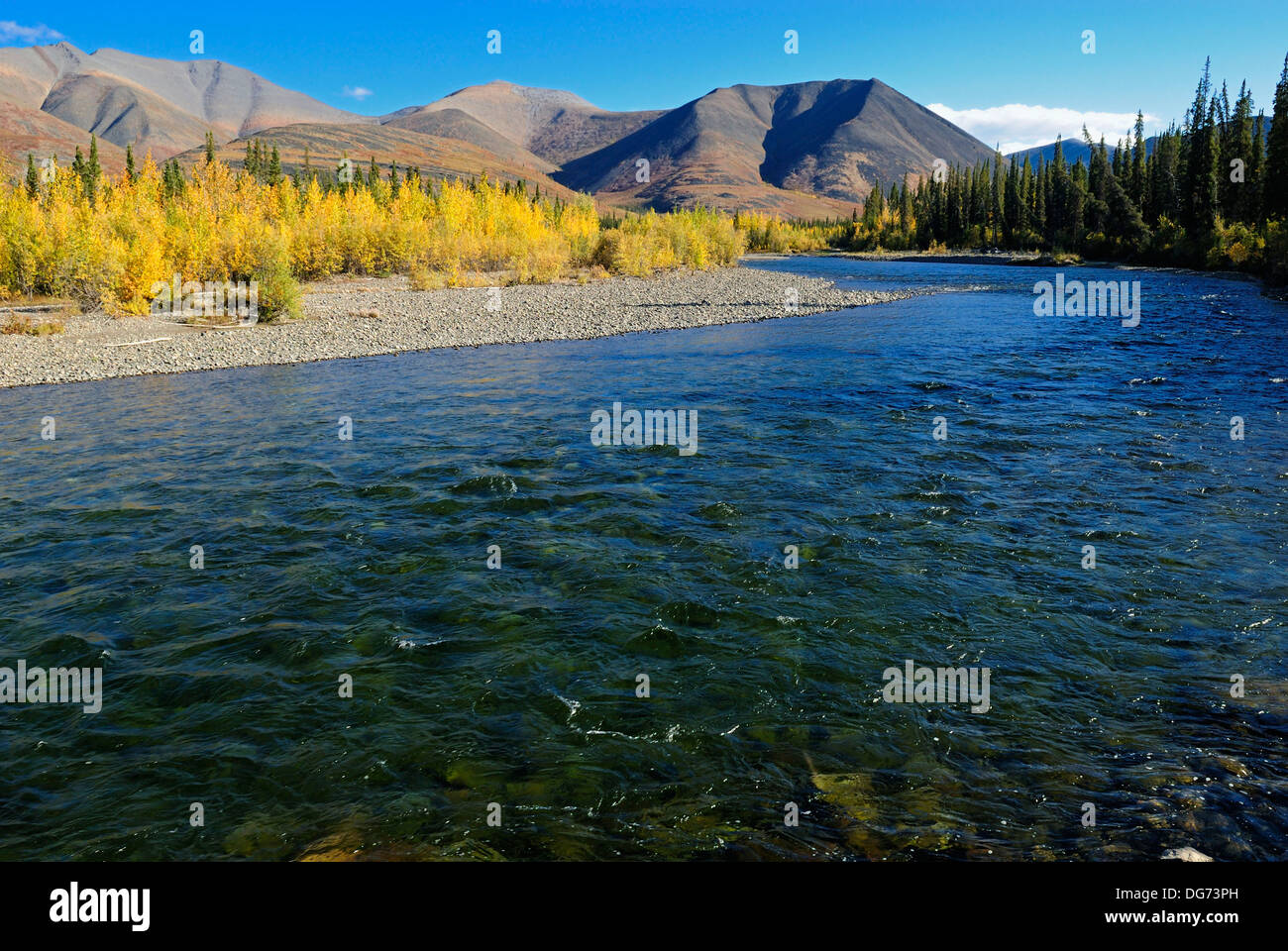 Blackstone River And Tombstone Mountains Along Dempster Highway, Yukon 