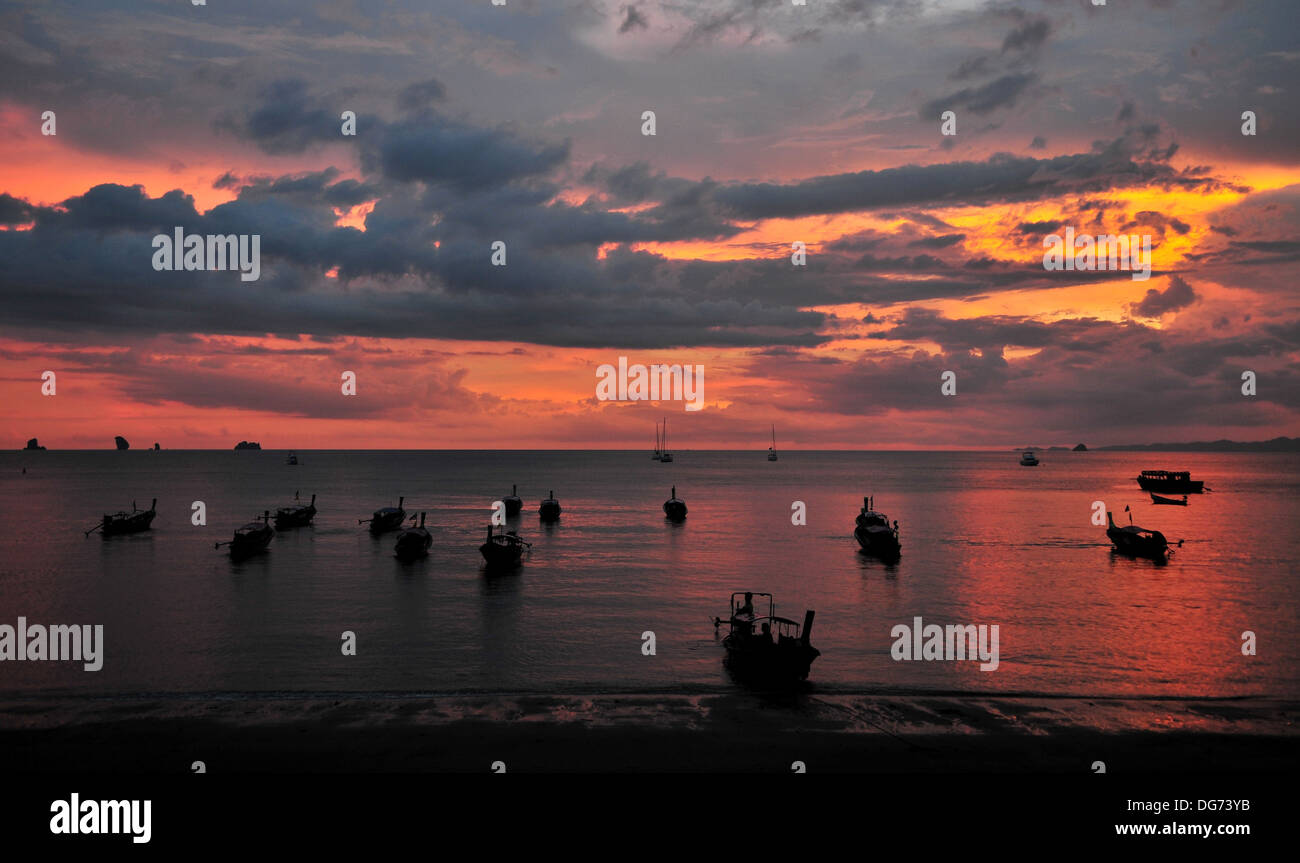 Thailand's Islands & Beaches - Sunset over Ao Nang Bay in Krabi Stock Photo