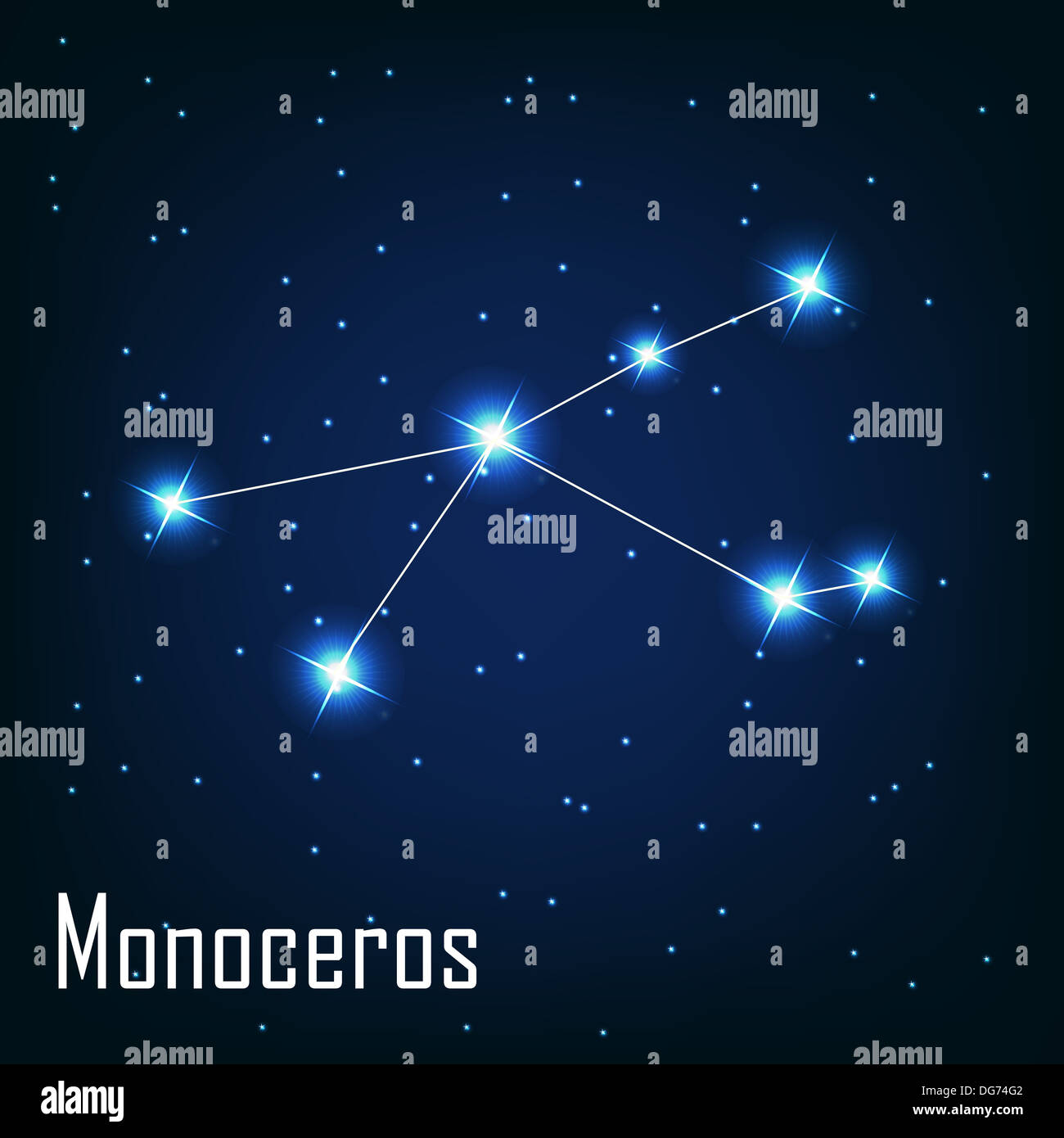 The constellation " Monoceros" star in the night sky. Vector ill Stock Photo