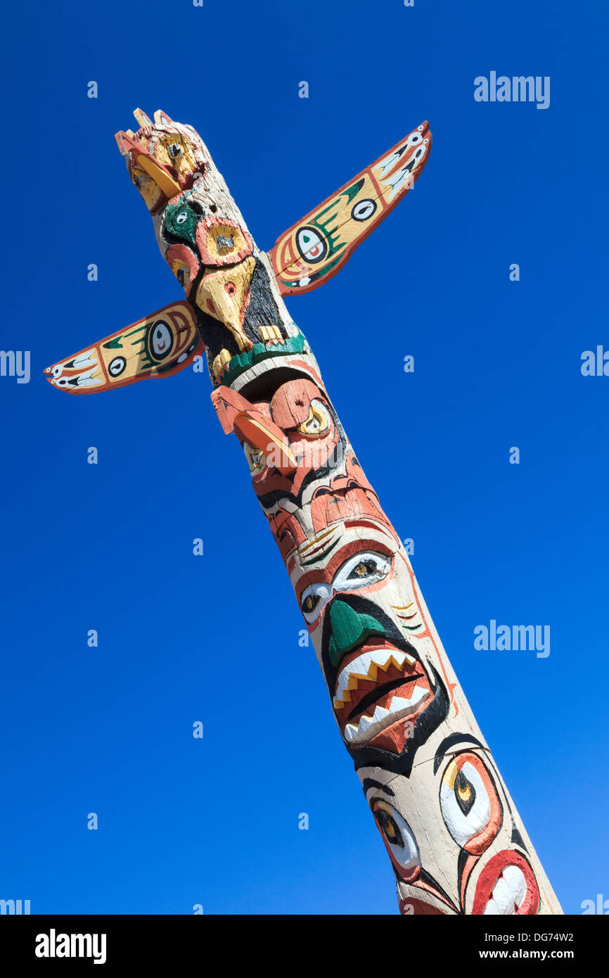 Replica red Indian Totem Pole indicating American eagles, Colorado, USA