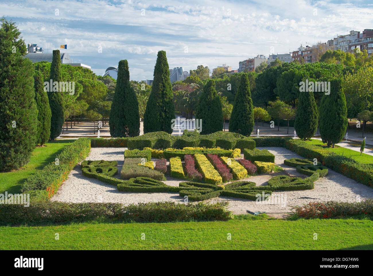 Famous flower beds in the park in Valencia, Spain Stock Photo Alamy