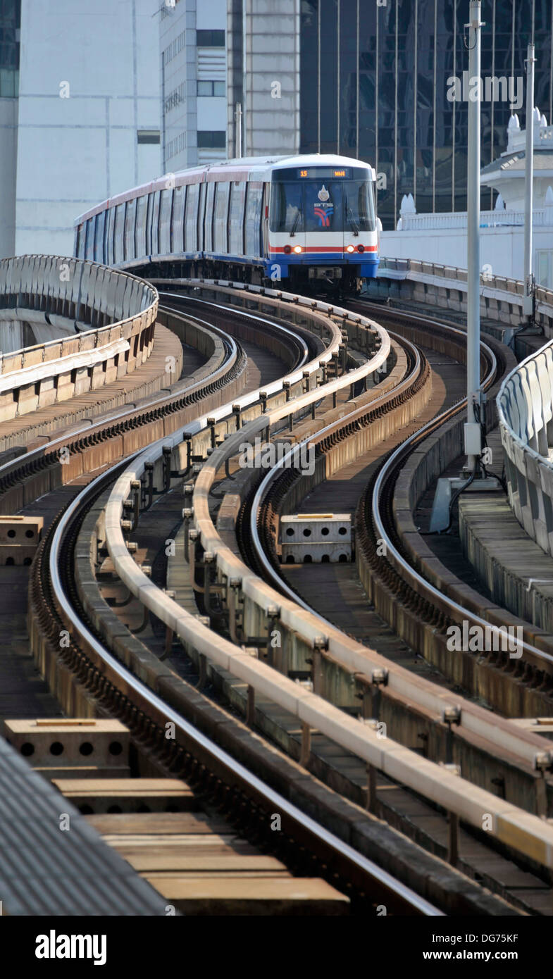 BTS Skytrain at Ratchathewi in Bangkok, Thailand. Stock Photo
