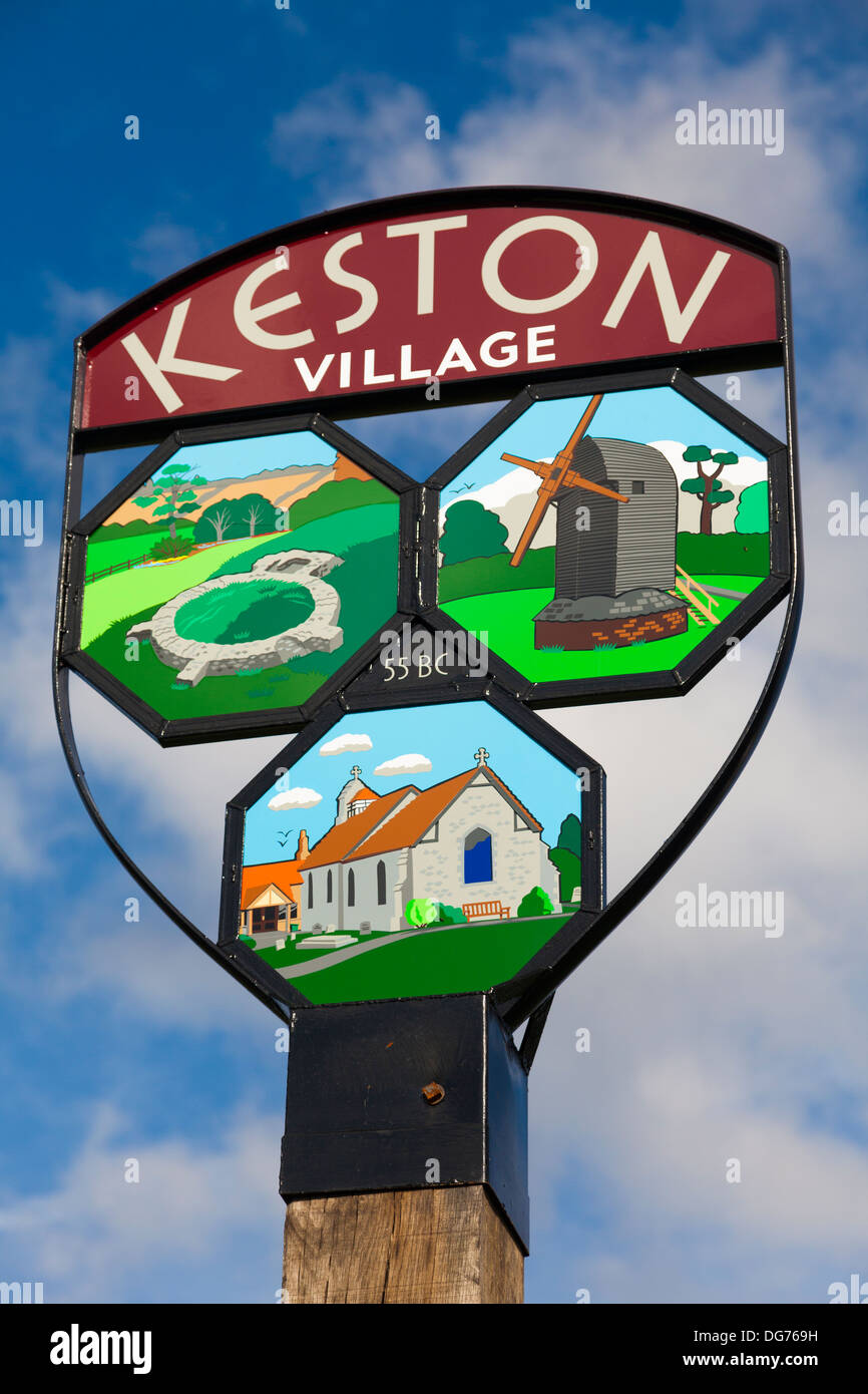 Village sign, Keston, Kent, UK Stock Photo