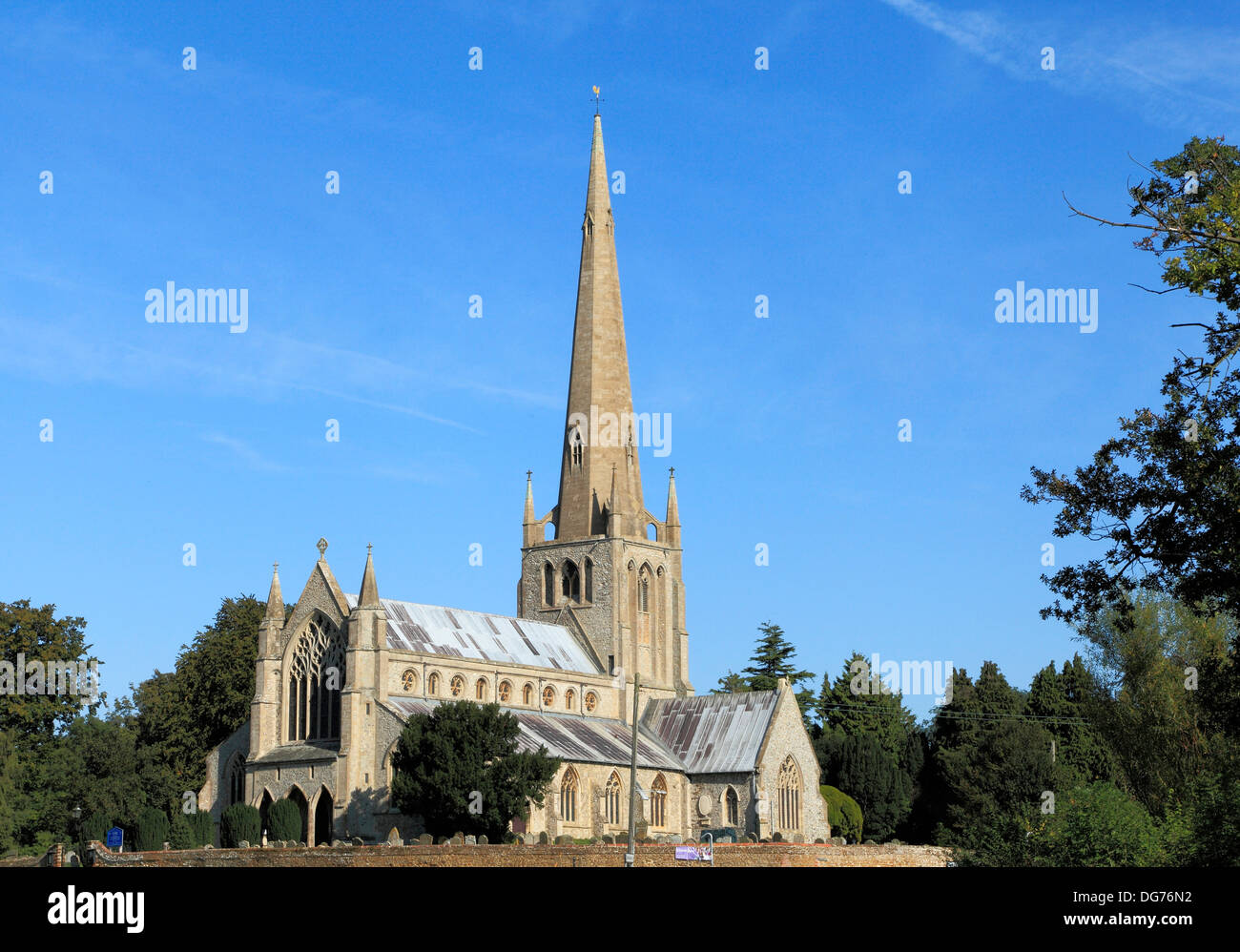 Snettisham, Norfolk, parish church with spire English medieval village churches spires England UK Stock Photo