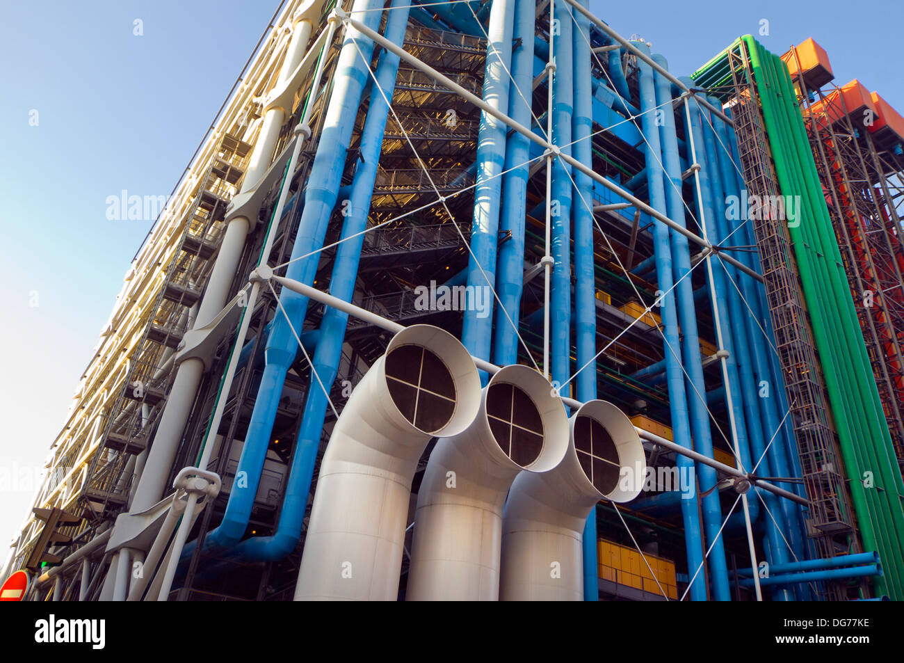 Centre Georges Pompidou exterior photo of the exposed mechanical systems of the contemporary art museum in Paris. Stock Photo