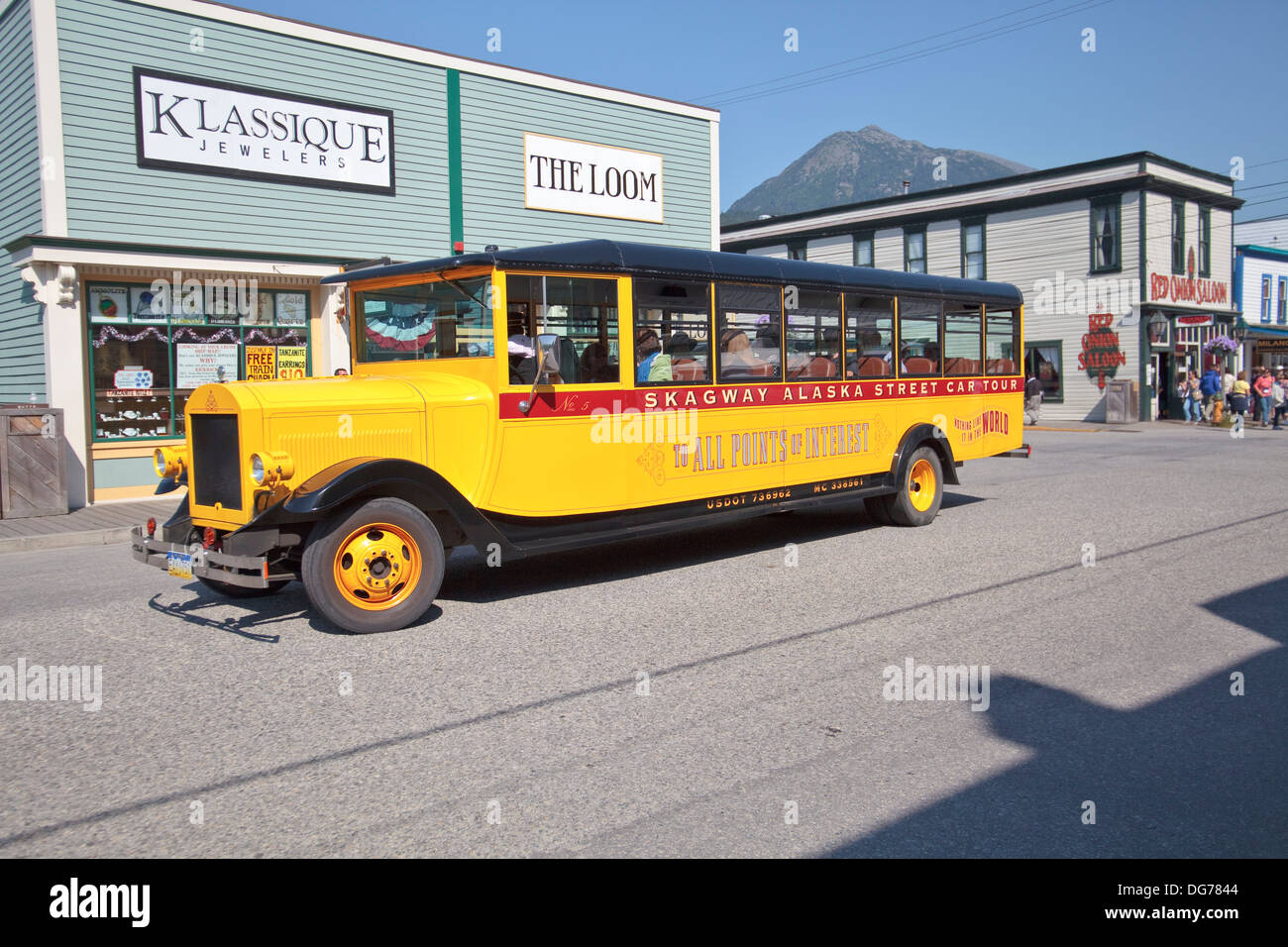 Tour bus in Skagway, Alaska Stock Photo Alamy