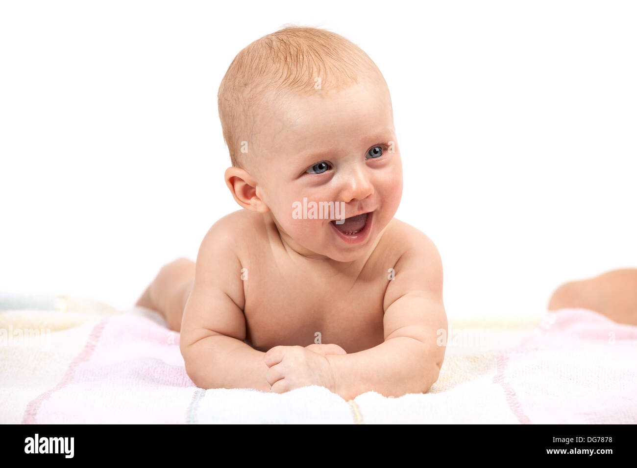 Cute smiling baby boy over white Stock Photo - Alamy