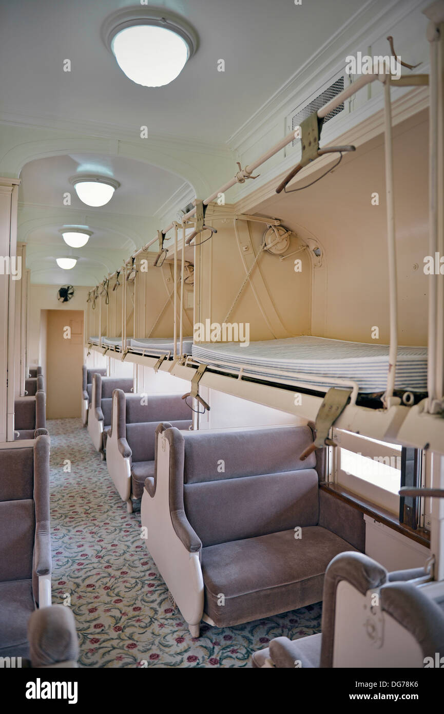 Interior of old pullman sleeper coach Stock Photo