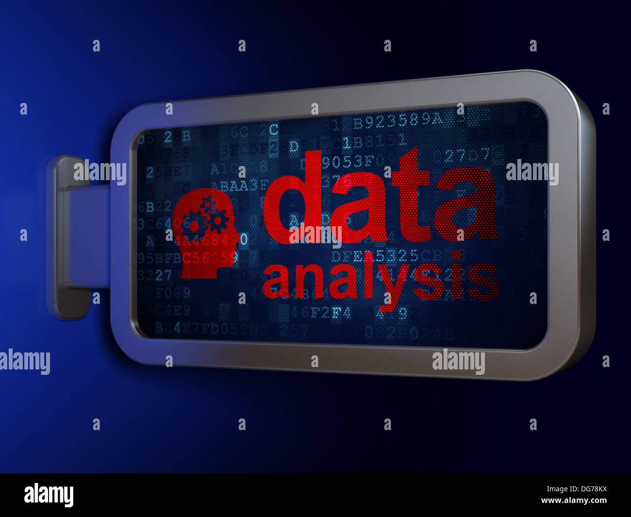 Data concept: Data Analysis and Head With Gears on billboard bac Stock ...