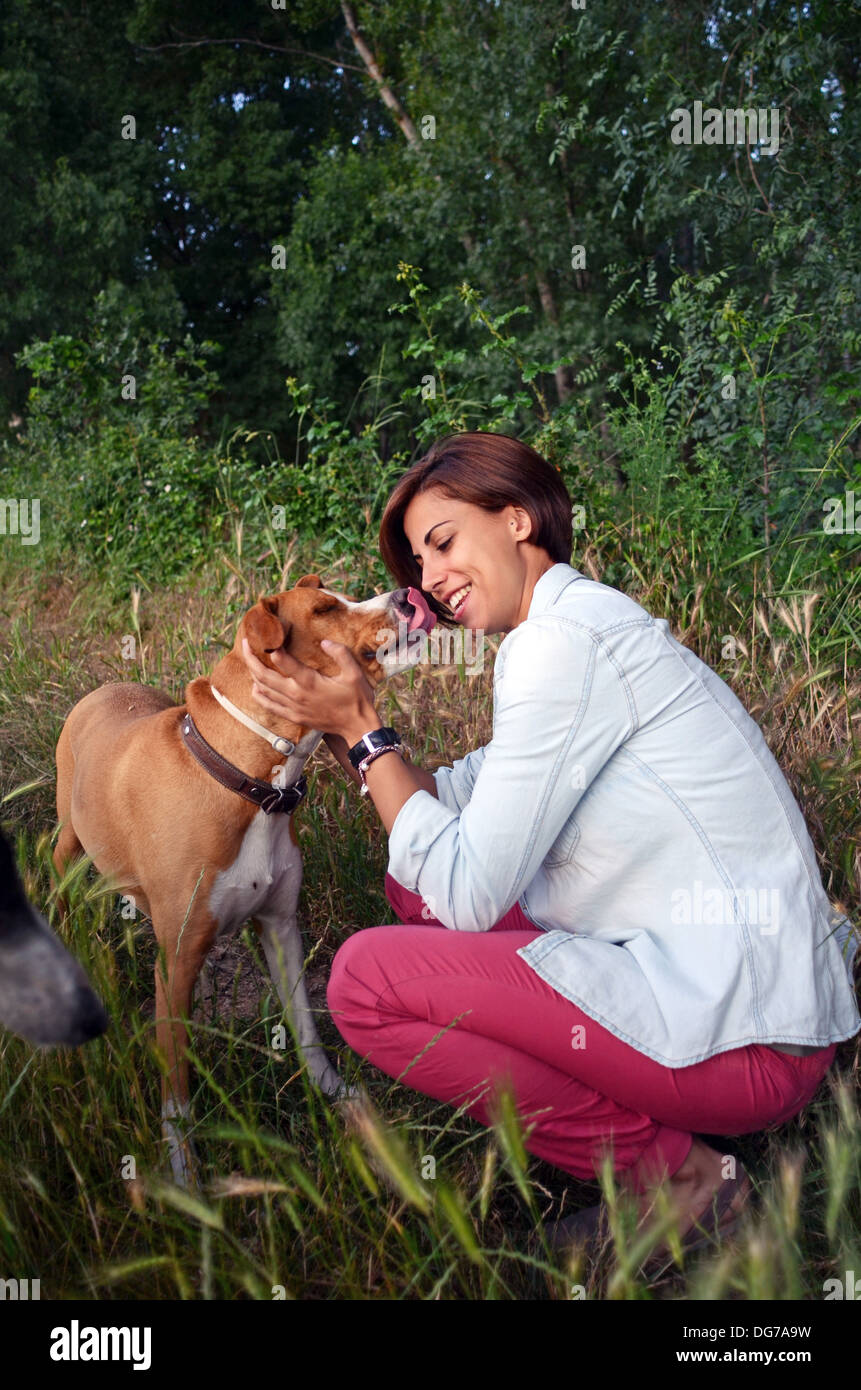 Woman kiss dog tongue hires stock photography and images Alamy