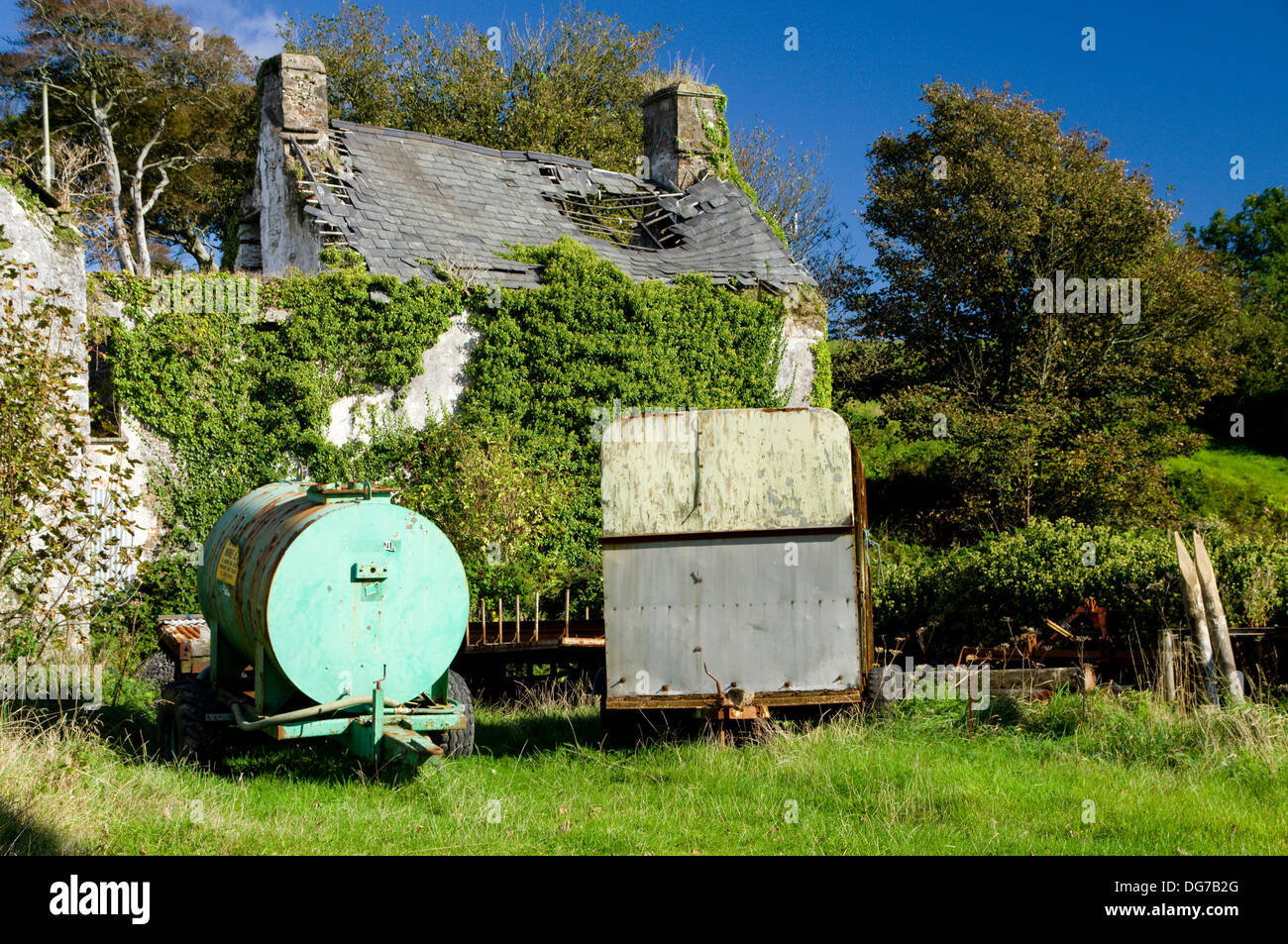 Abandoned farm building, Baglan, Neath Port Talbot, South Wales Stock